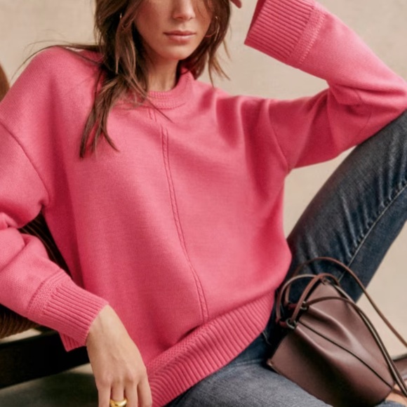Sezane Sweaters - Sézane Vibrant Pink Crew Neck Sweater